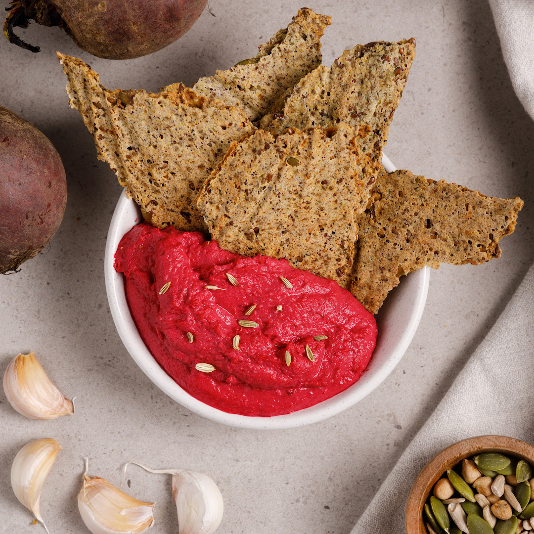 High Protein Beetroot Hummus Snack Pack